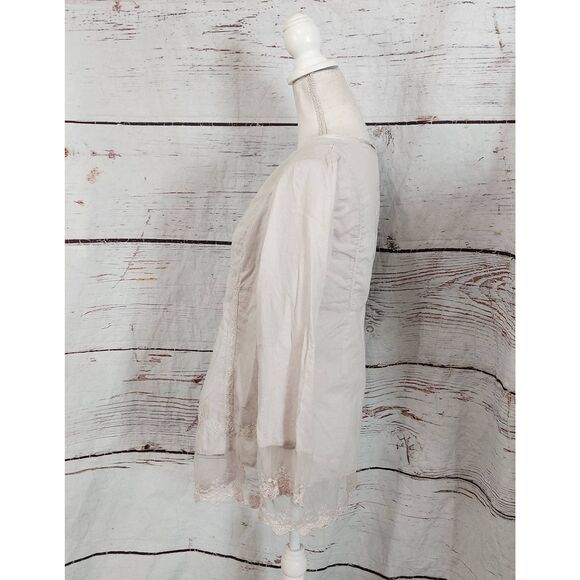 Sundance Tie Front Lace and Embroidery Peasant Blouse Size Large - Picture 3 of 5